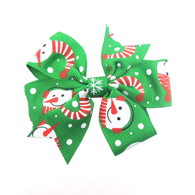 Fashion Snowman Snowflake Christmas Bow Hair Clip for Kids