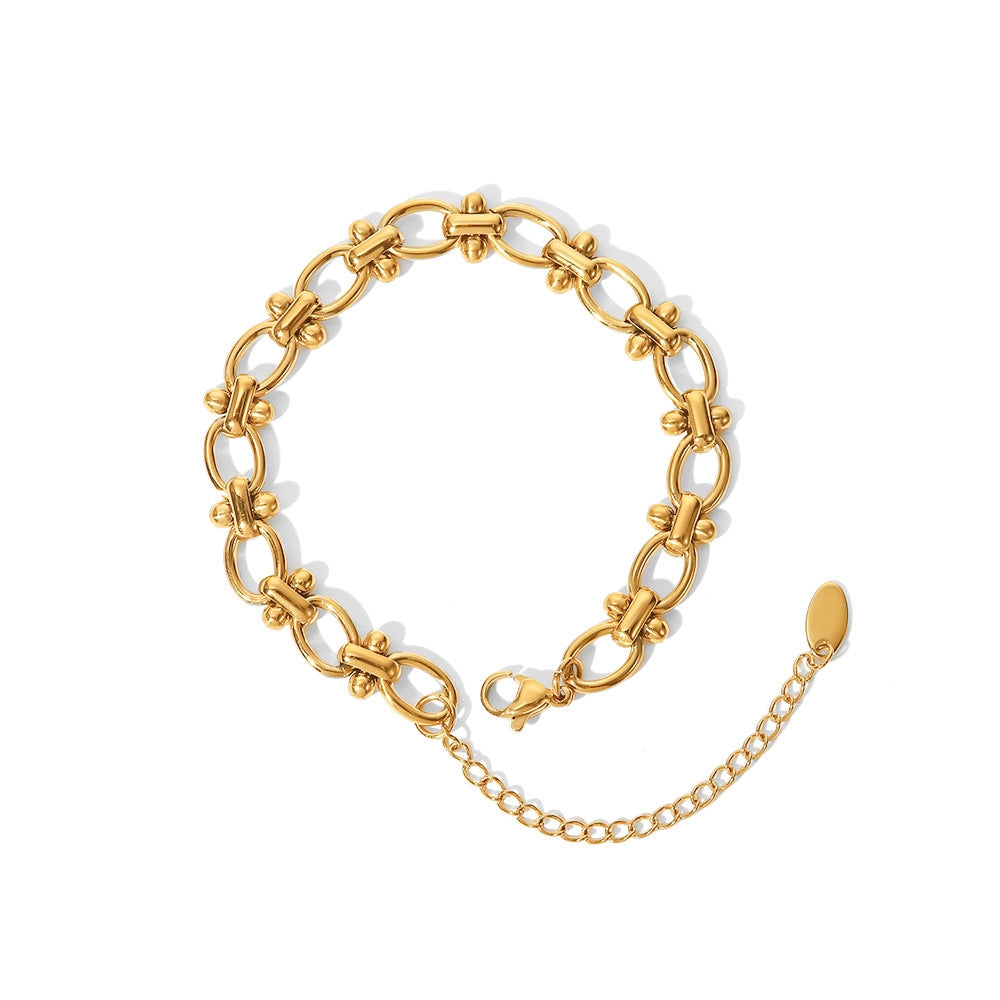 Fashion 18k Gold Plated Stainless Steel O-Shape Dot Bracelets