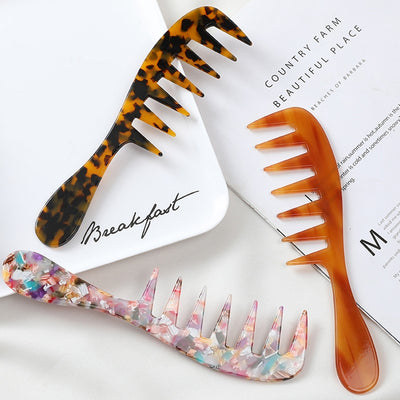 Fashionable Acetate Marble Color Anti-Static Hair Comb for Women