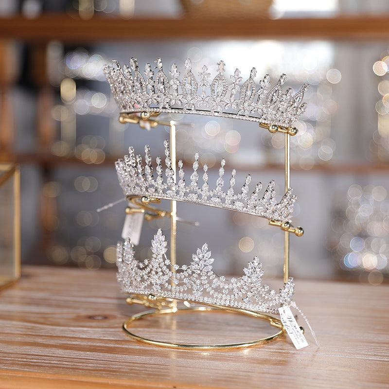 Fashion Solid Color Gold Metal Crown and Headband Display Stand