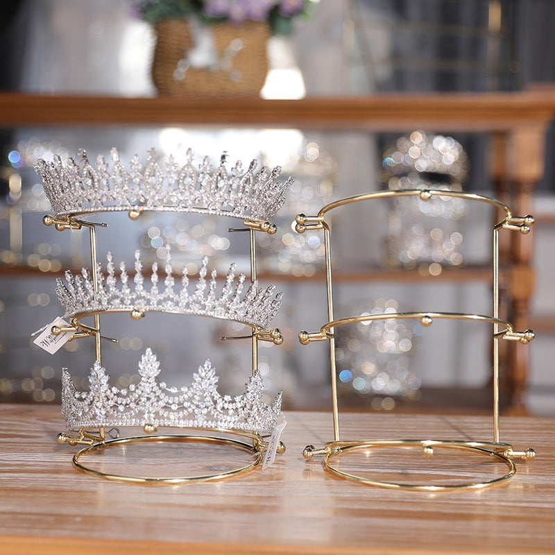 Fashion Solid Color Gold Metal Crown and Headband Display Stand