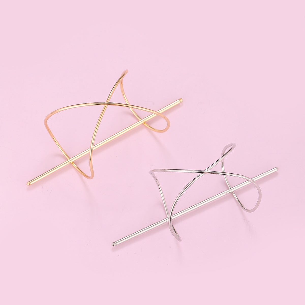 Solid Color Alloy Plated Irregular Metal Hairpin