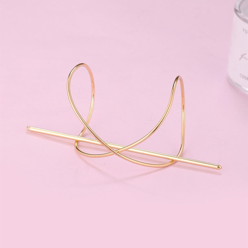 Solid Color Alloy Plated Irregular Metal Hairpin