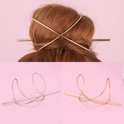 Solid Color Alloy Plated Irregular Metal Hairpin