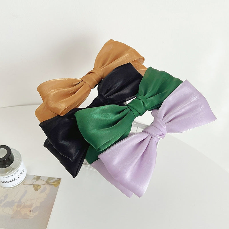 Elegant Sheer Bow Knot Hairband with Glitter Detailing