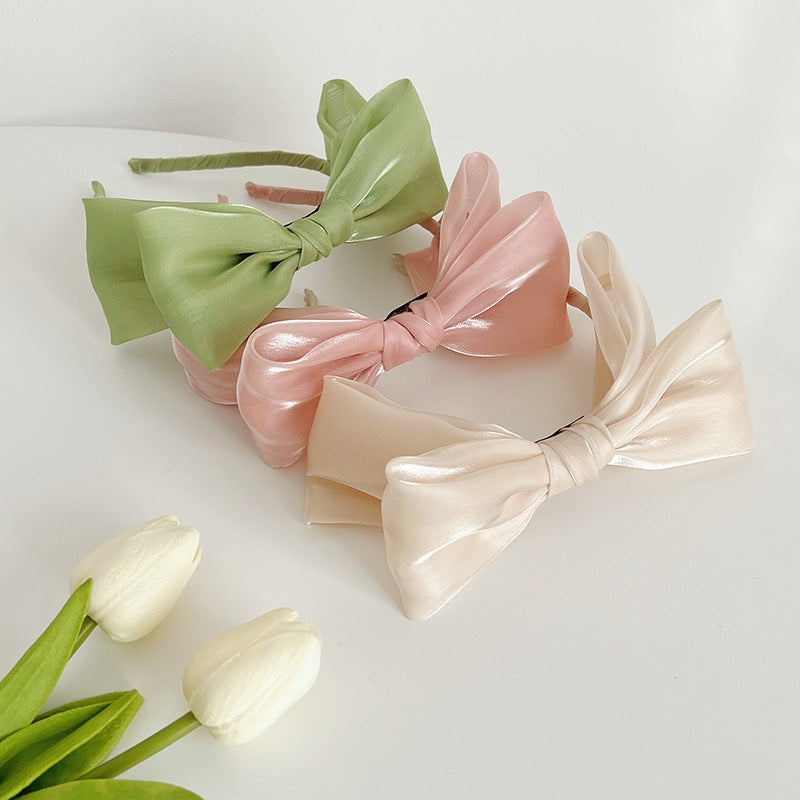 Elegant Sheer Bow Knot Hairband with Glitter Detailing