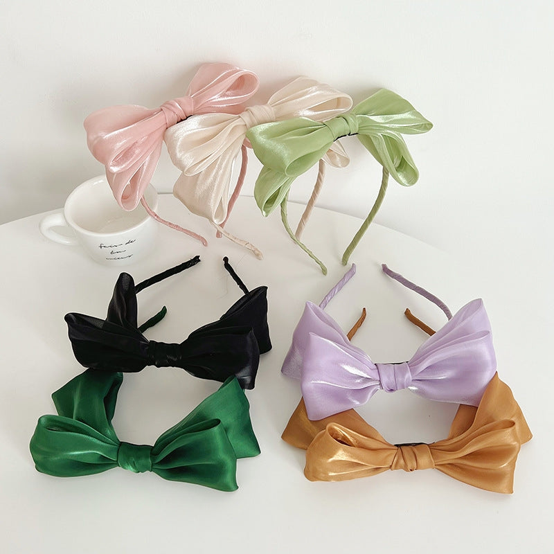 Elegant Sheer Bow Knot Hairband with Glitter Detailing