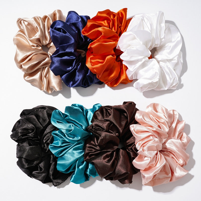 Elegant Satin Hair Tie - Handmade Solid Color Elastic Band