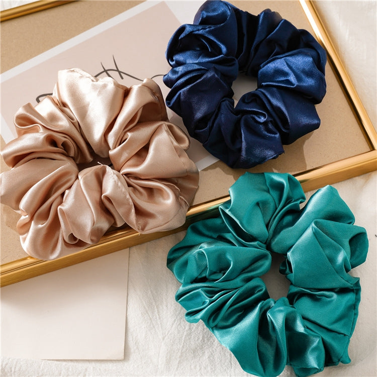 Elegant Satin Hair Tie - Handmade Solid Color Elastic Band