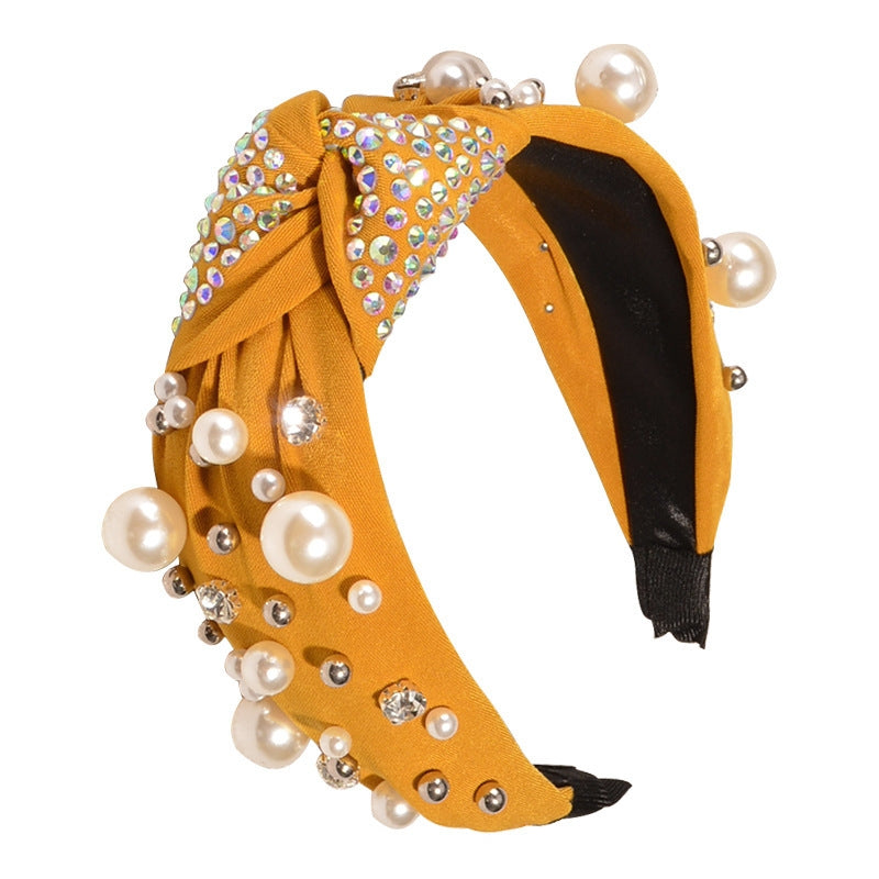 Fashion Pearl Rhinestone Knotted Headband