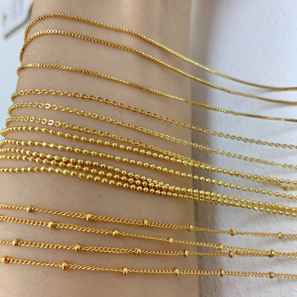 Solid Color 18k Gold Plated Copper Necklace Chain DIY Jewelry Accessories