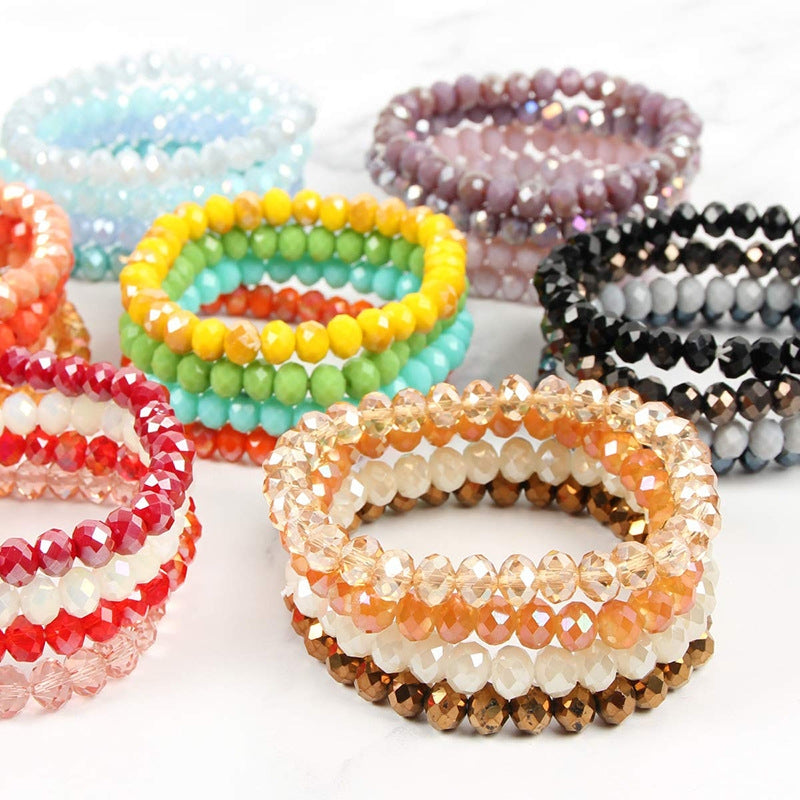 Fashion Crystal Beaded Elastic Bracelets for Women