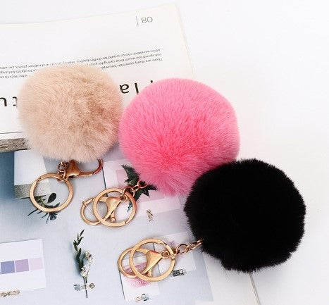 Fashion Faux Rabbit Fur Pom Pom Keychain Accessory 8cm