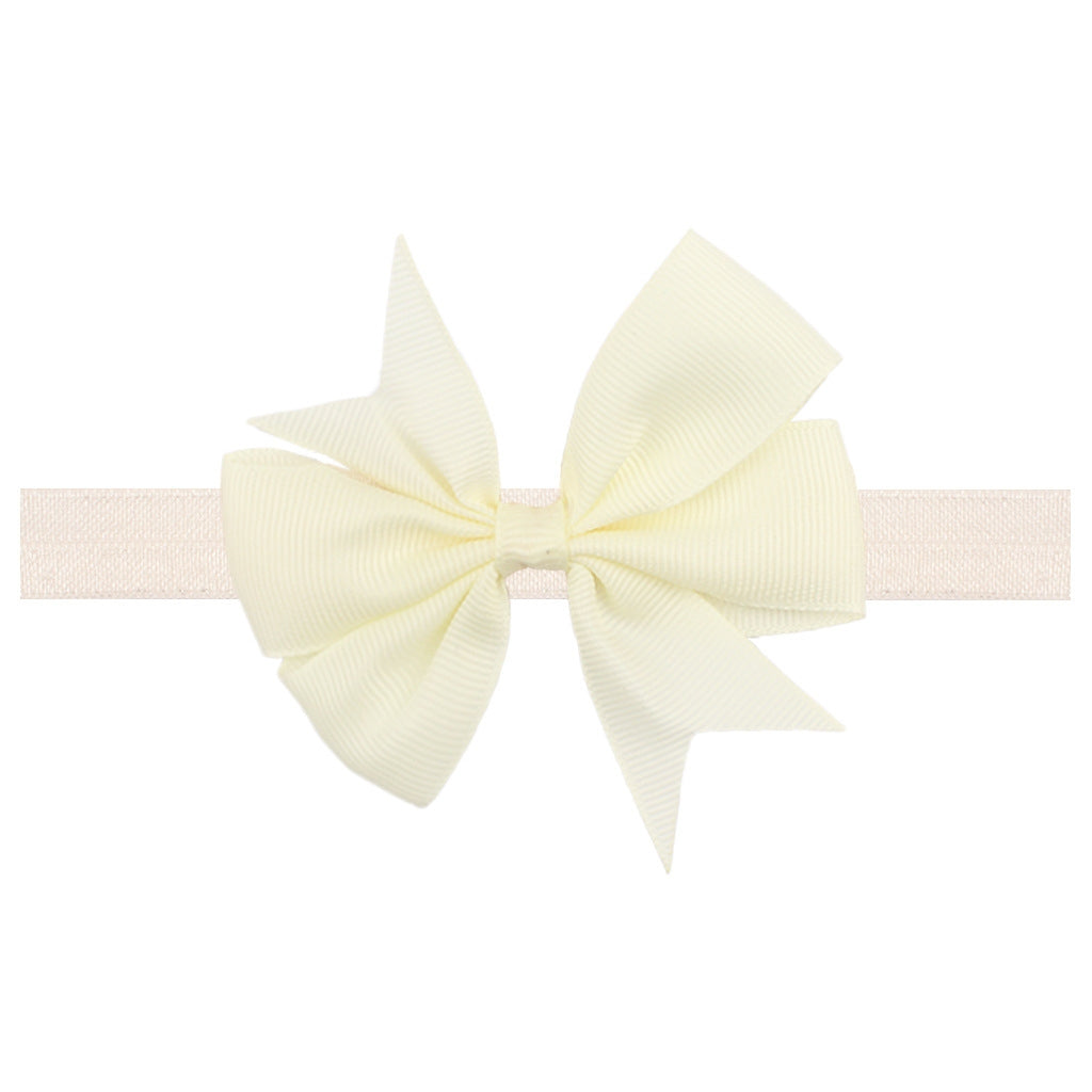 Solid Color Floral Baby Bow Headband with V-Shaped Ribbon - 21 Colors Available