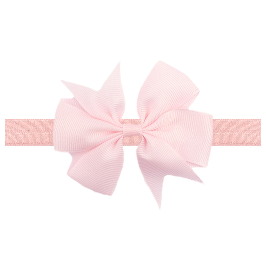 Solid Color Floral Baby Bow Headband with V-Shaped Ribbon - 21 Colors Available