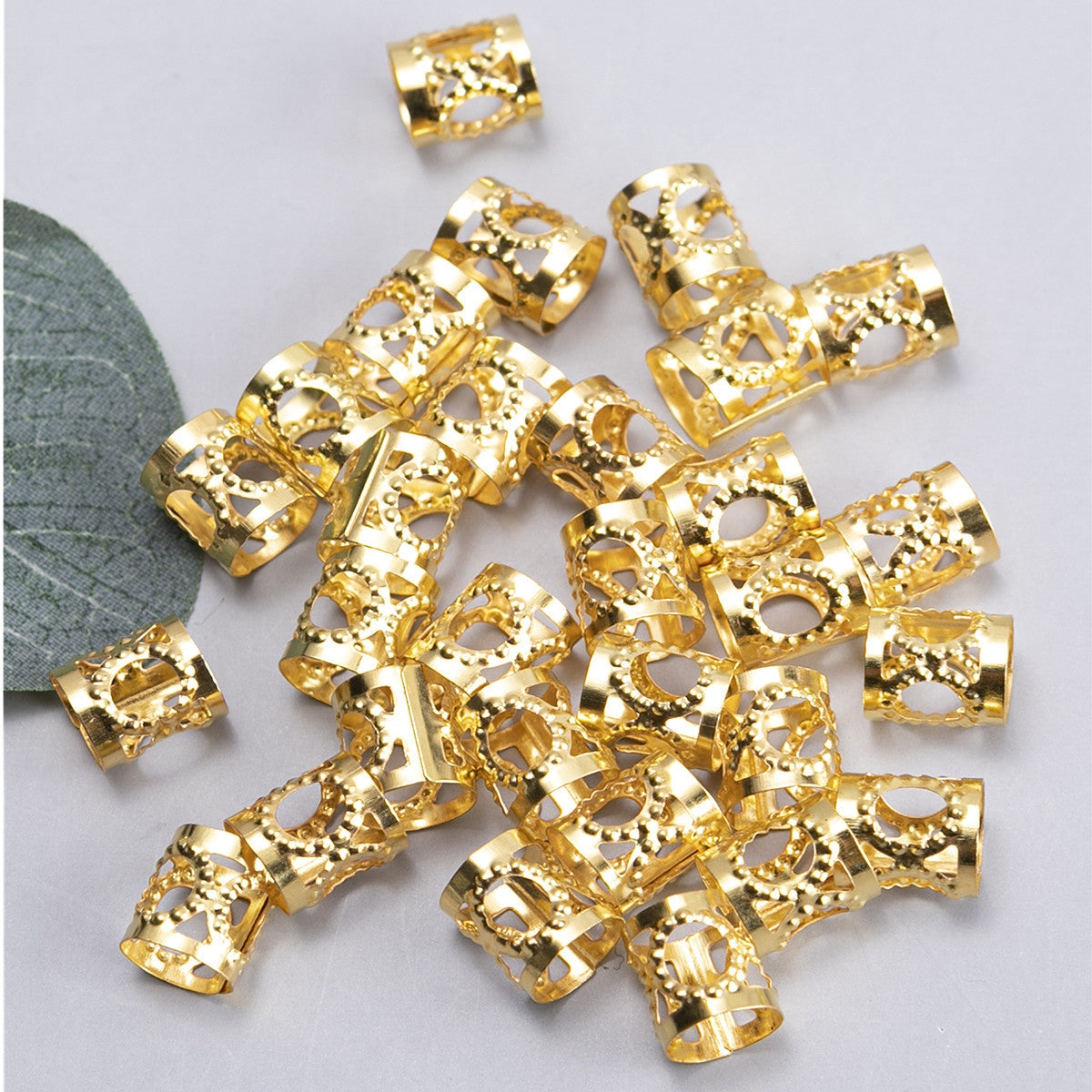 Solid Color Metal Plating Hair Buckle with Aluminum Rings and Braids Accessories