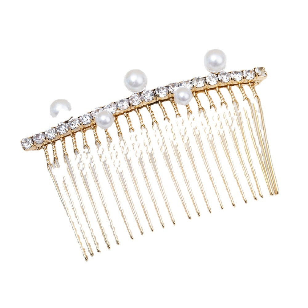 Fashion Rhinestone Pearl Metal Hair Comb Clip