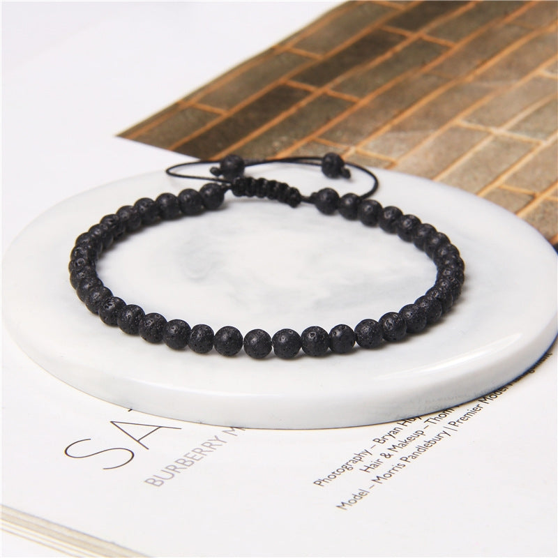 Natural Stone Beaded Bracelet with 4mm Agate Gemstone Beads