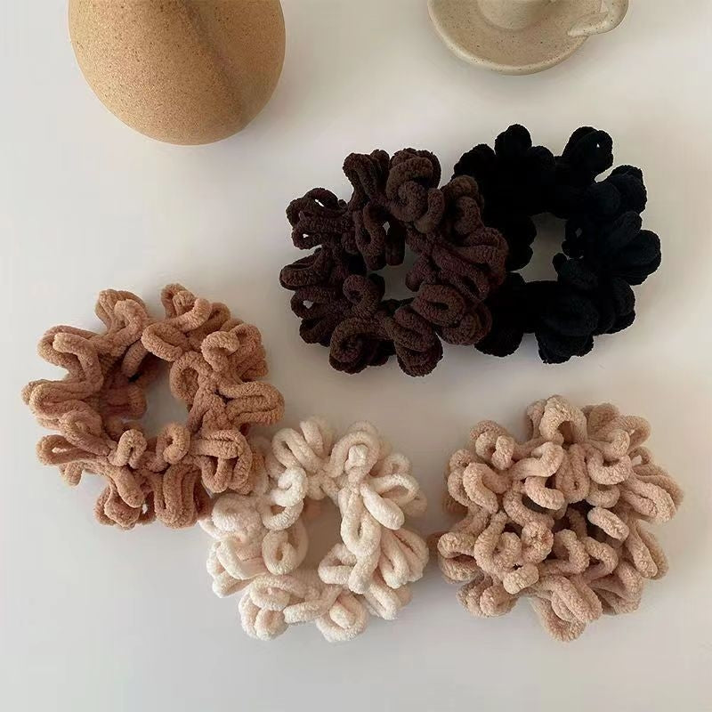 Plush Solid Color Hair Tie - Japanese Korean Style Wrinkled Hair Accessory