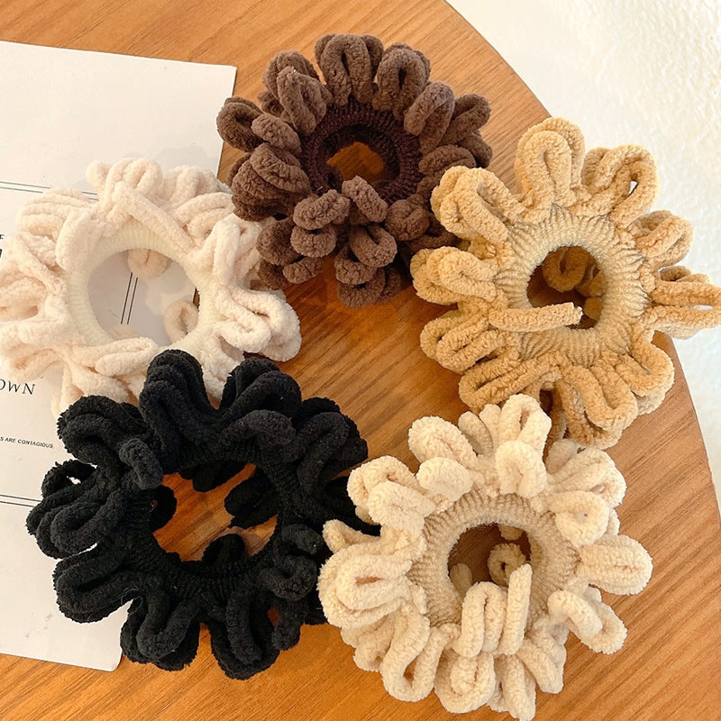 Plush Solid Color Hair Tie - Japanese Korean Style Wrinkled Hair Accessory