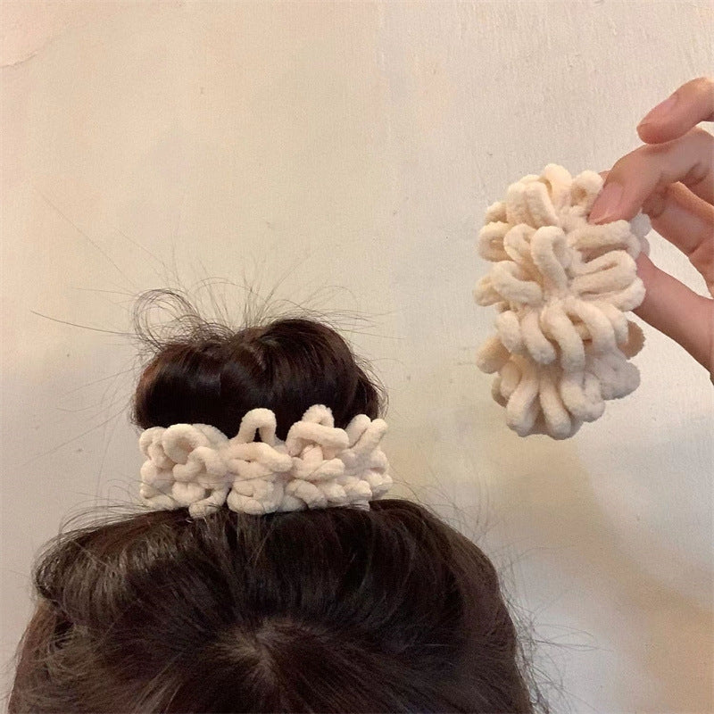 Plush Solid Color Hair Tie - Japanese Korean Style Wrinkled Hair Accessory