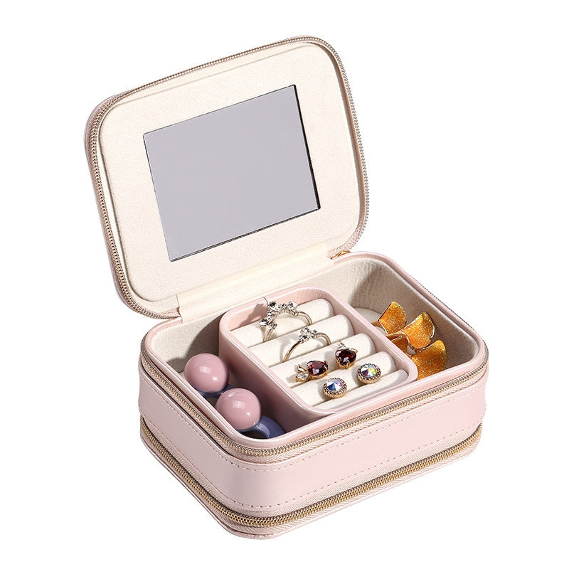 Fashion PU Leather Jewelry Box - Double Layer Portable Organizer