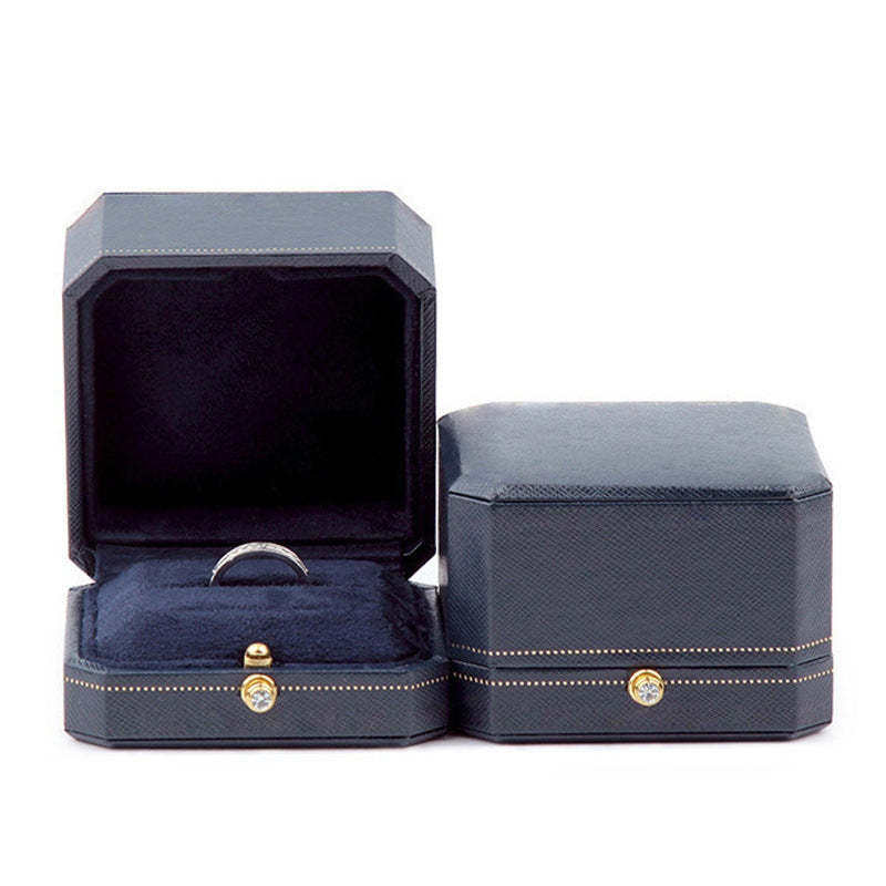 Elegant Octagonal PU Leather Jewelry Box for Rings, Earrings, and Pendants