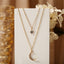 Fashion Rhinestone Moon Star Pendant Layered Alloy Necklace