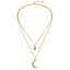 Fashion Rhinestone Moon Star Pendant Layered Alloy Necklace