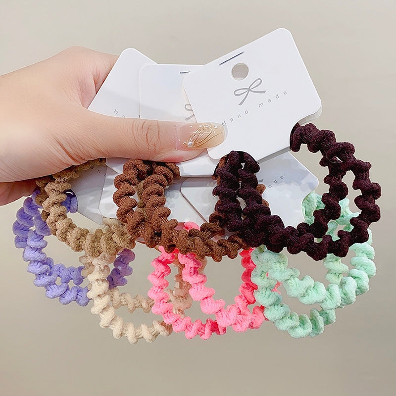 Fashion Elastic Rubber Band Hair Accessories - Pleated Headwear & Ponytail Holder Set