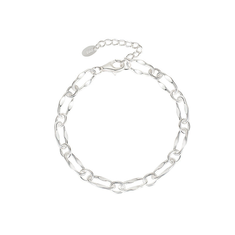 Silver Plated S925 Sterling Silver Lip Chain Bracelet - Creative Hip Hop Style