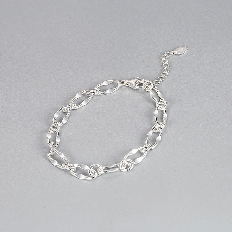 Silver Plated S925 Sterling Silver Lip Chain Bracelet - Creative Hip Hop Style