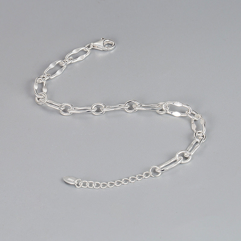 Silver Plated S925 Sterling Silver Lip Chain Bracelet - Creative Hip Hop Style