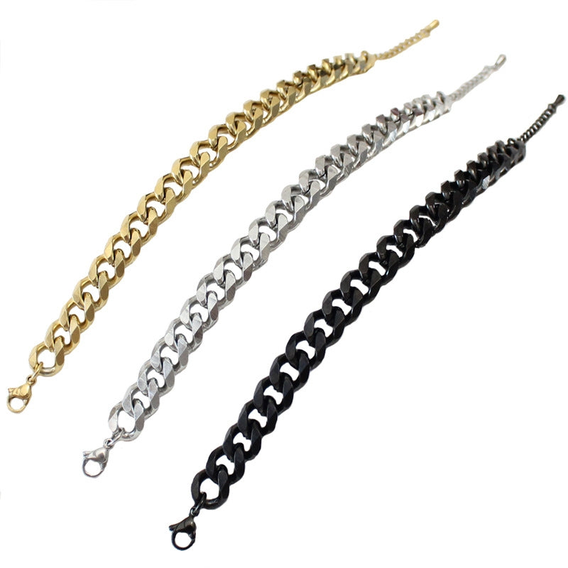 Stainless Steel Solid Color Cuban Chain Bracelet