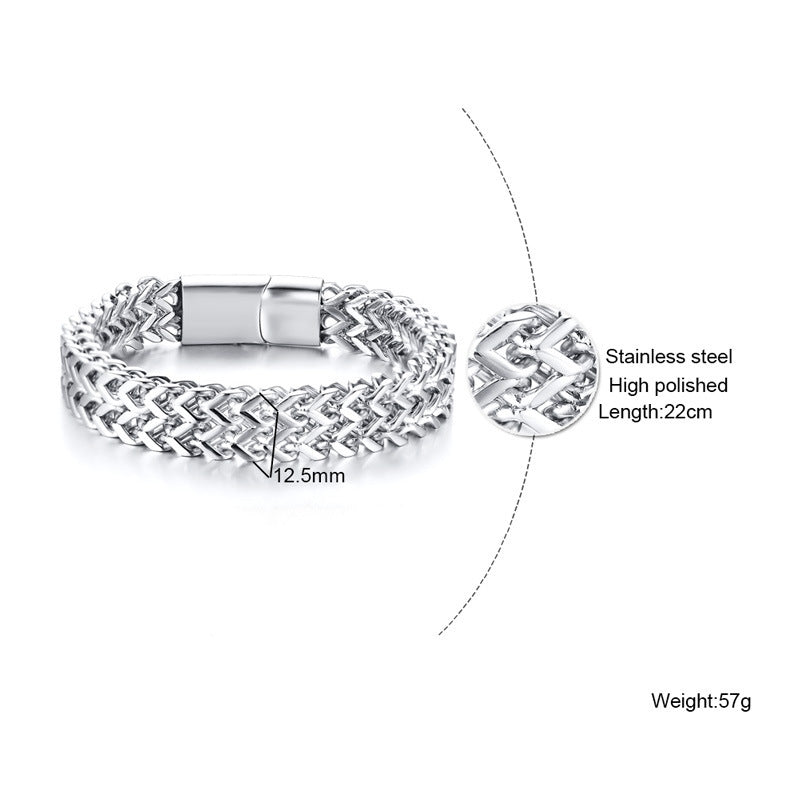 Fashion Stainless Steel Magnetic Double Layer Bracelet and Ring Set