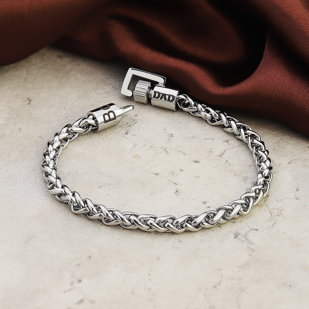 Stainless Steel Spiral Knot Chain Bracelet for Men