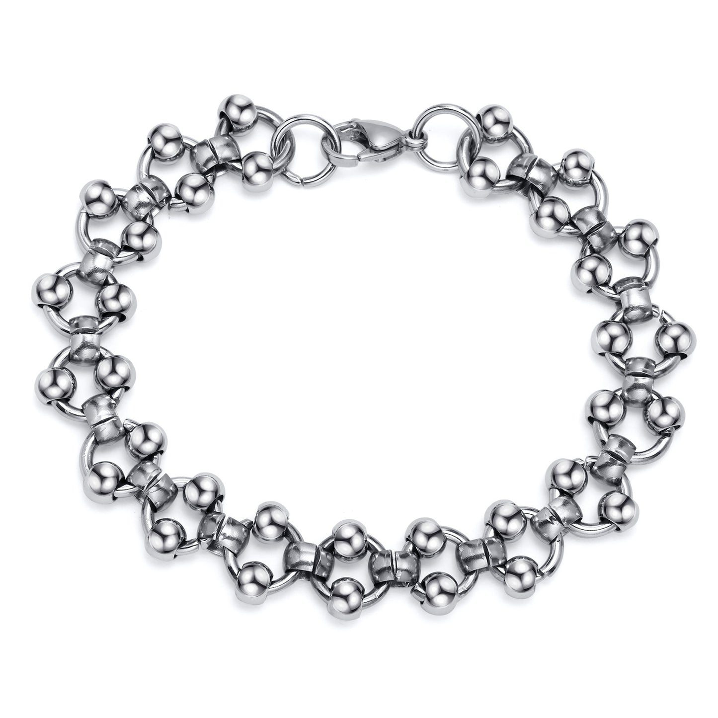 Stainless Steel Beaded Chain Bracelet for Men