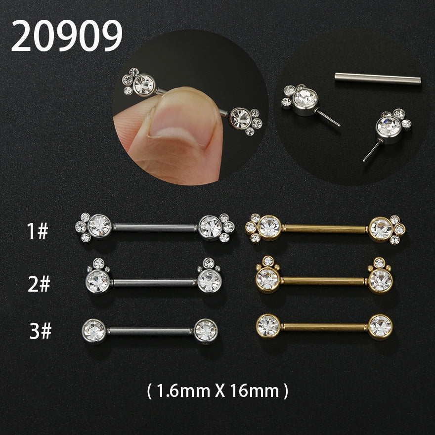 Fashion Stainless Steel Inlay Artificial Diamond Nipple Ring Piercing Jewelry