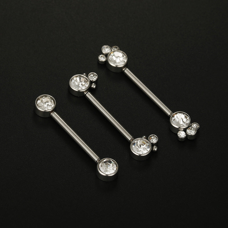 Fashion Stainless Steel Inlay Artificial Diamond Nipple Ring Piercing Jewelry