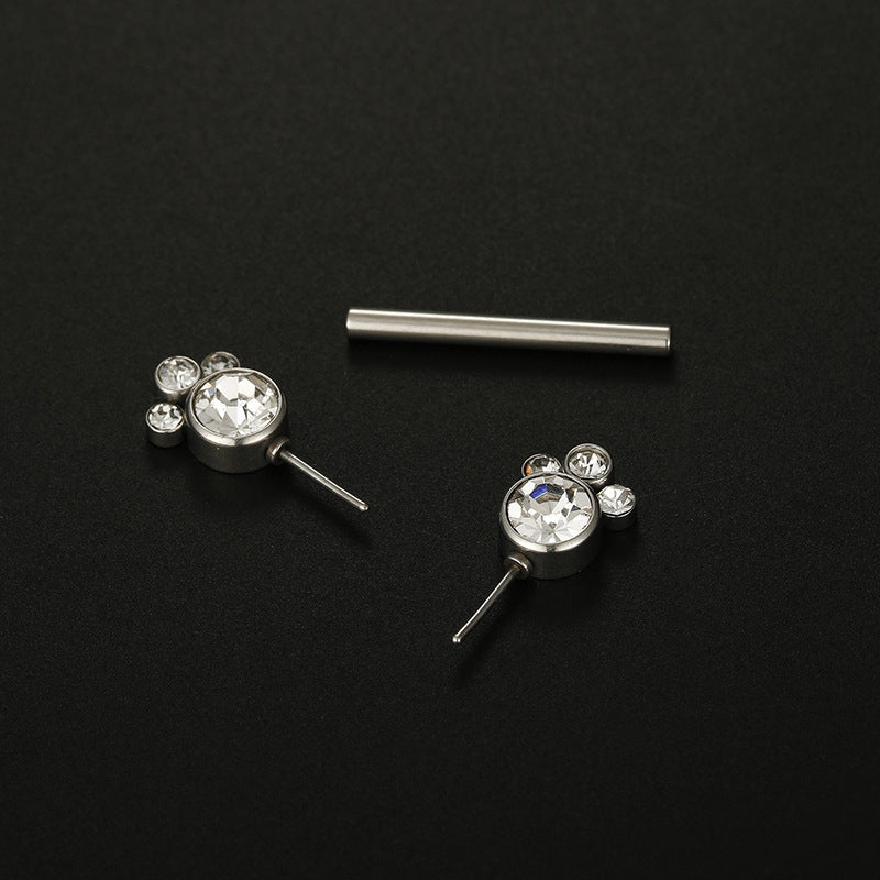 Fashion Stainless Steel Inlay Artificial Diamond Nipple Ring Piercing Jewelry