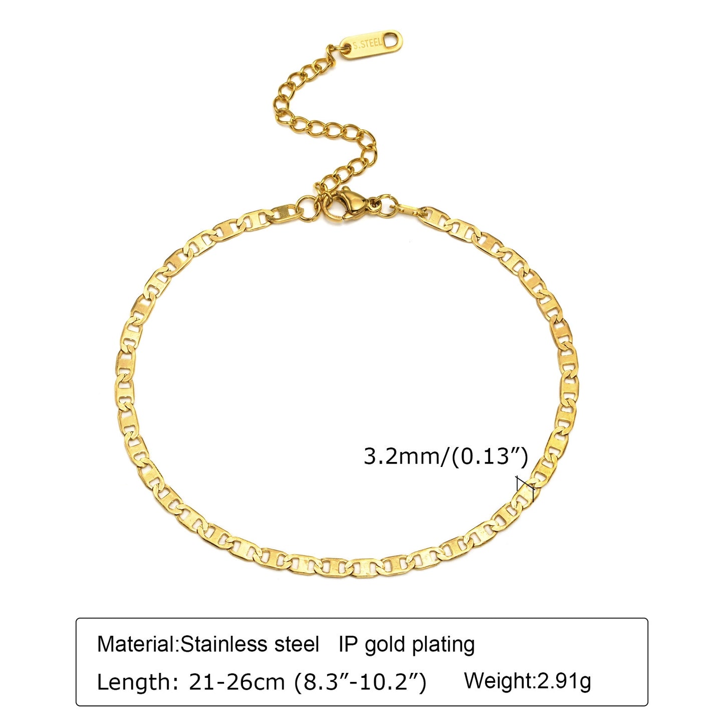 Fashion Gold Stainless Steel Chain Anklet for Women