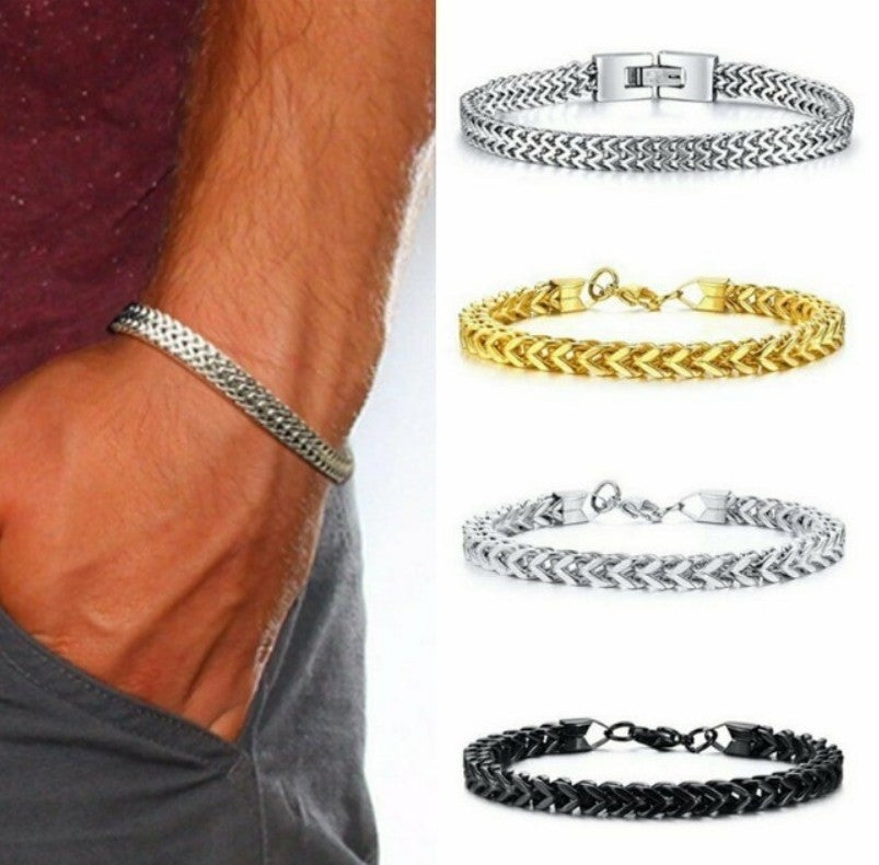 Fashion Titanium Steel Chain Bracelet - Personalized Men's Charm in Three Colors