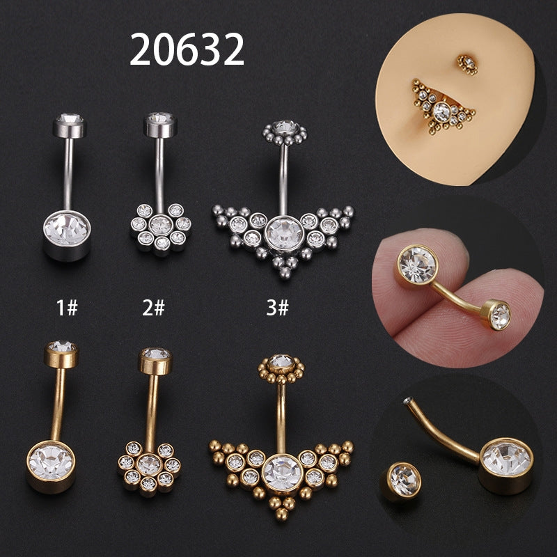 Fashion Titanium Steel Rhinestone Belly Button Ring