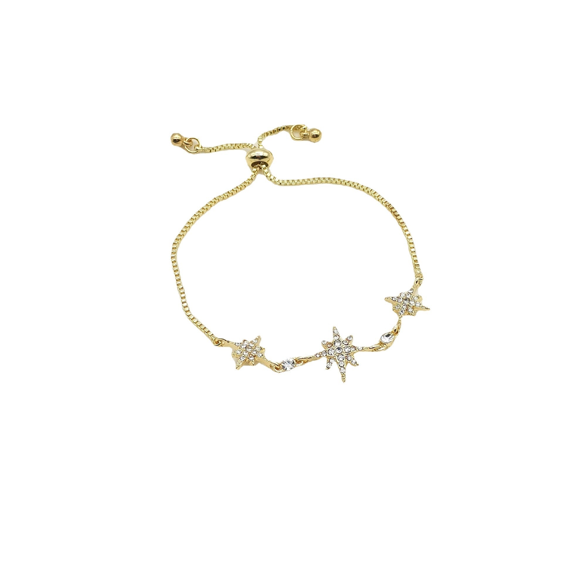 Fashion Star Rhinestone Inlay Adjustable Bracelet - Korean Eight-Pointed Star Design