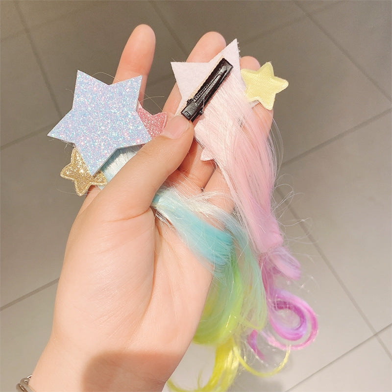 Fashion Star Fiber Hair Clip with Bow and Star Design for Girls