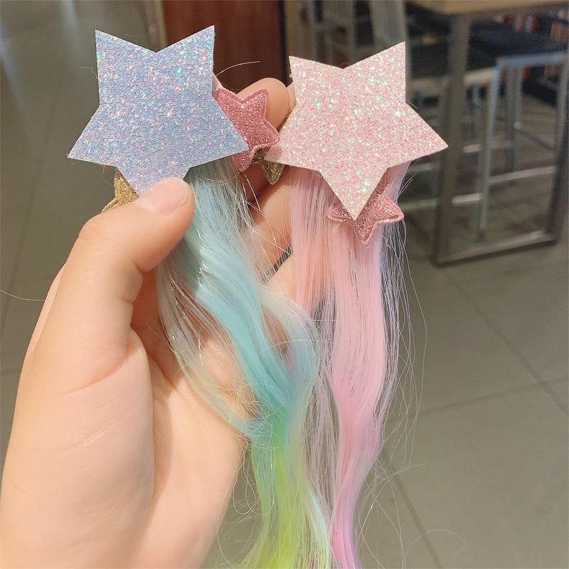 Fashion Star Fiber Hair Clip with Bow and Star Design for Girls