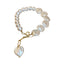 Fashion Heart Butterfly Pearl Bracelet with T-Shaped Buckle - Retro Love Design for Women