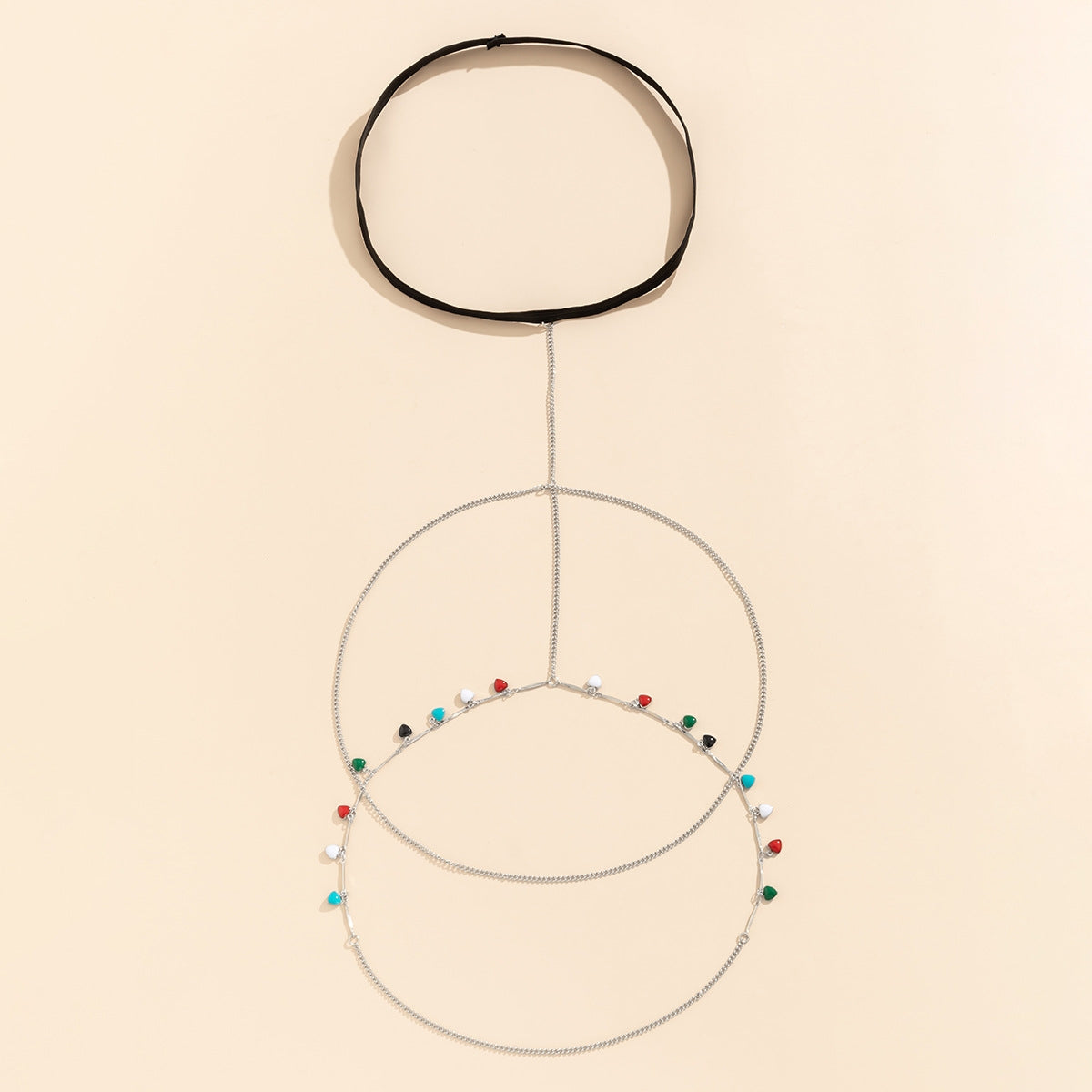 Fashion Star Moon Geometric Elastic Leg Ring Colorful Bead Body Chain