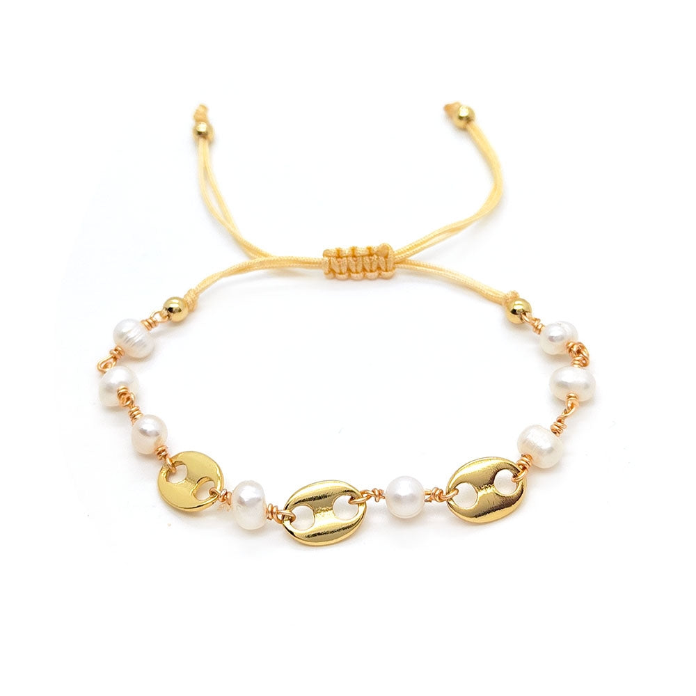 Fashion Star Multi-Layered Pearl and Diamond Beaded Bracelet