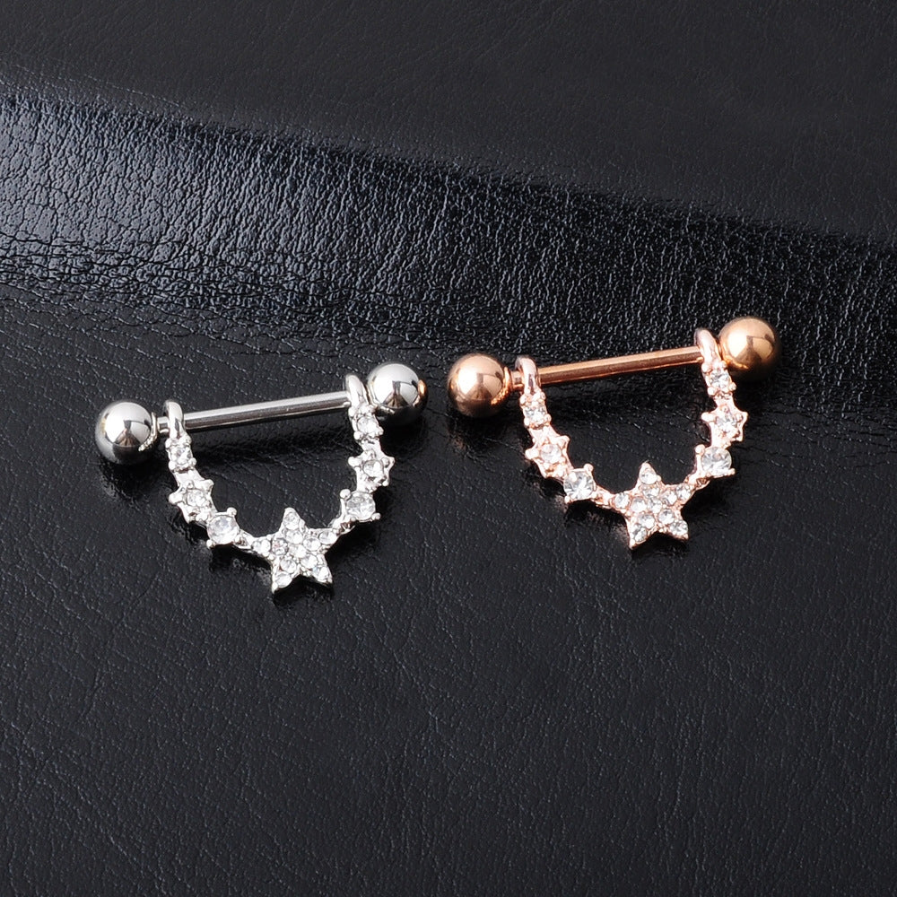 Fashion Star Shaped Inlaid Zircon Alloy Piercing Jewelry Nipple Ring